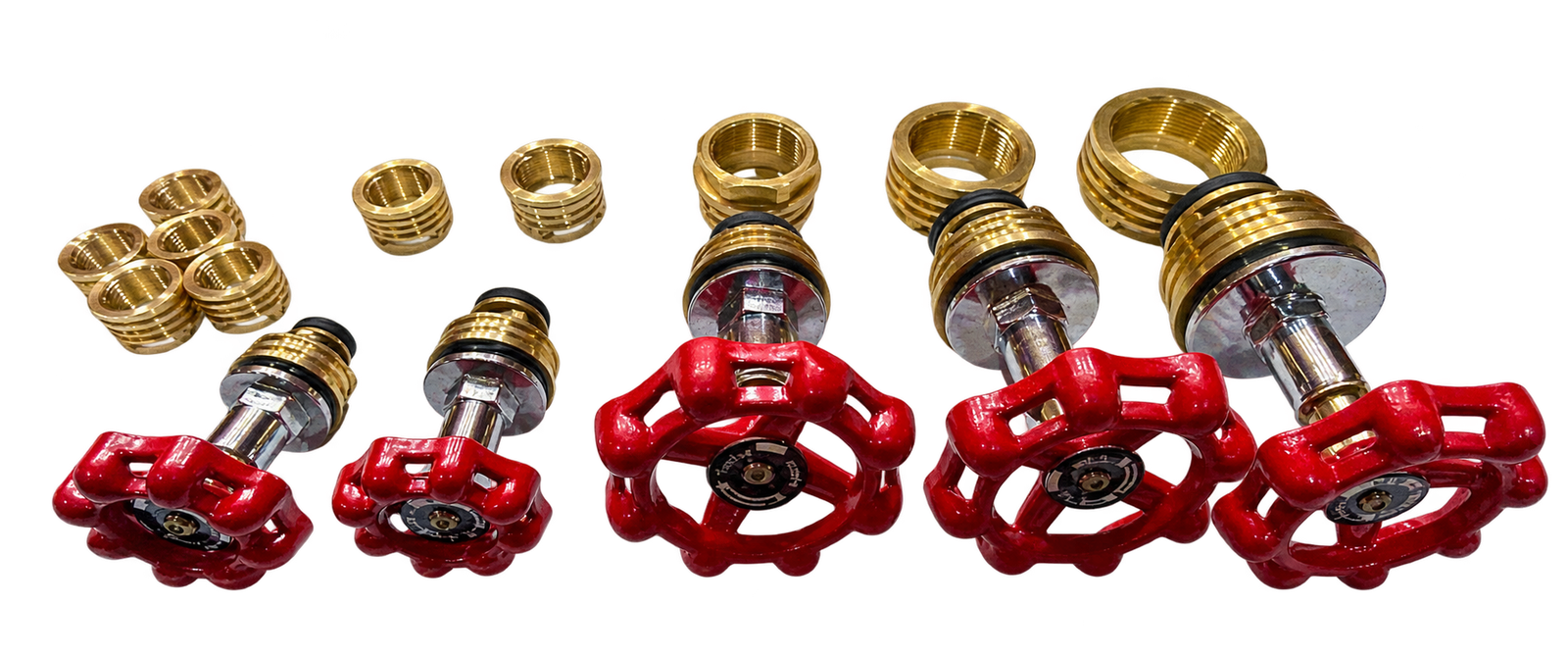 Numan Eng.Co red handwheel valve assemblies and brass bushes